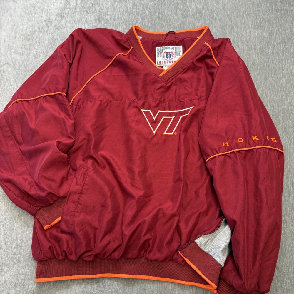 Genuine Stuff Virginia Tech Hokies Windbreaker Pullover Maroon Orange Mens XL